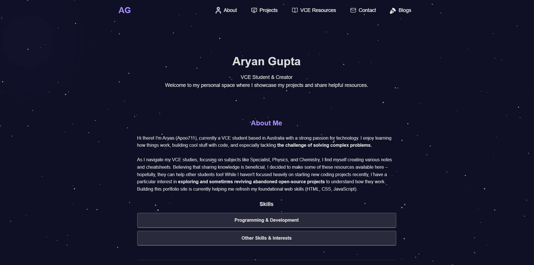 A snapshot of the website's homepage