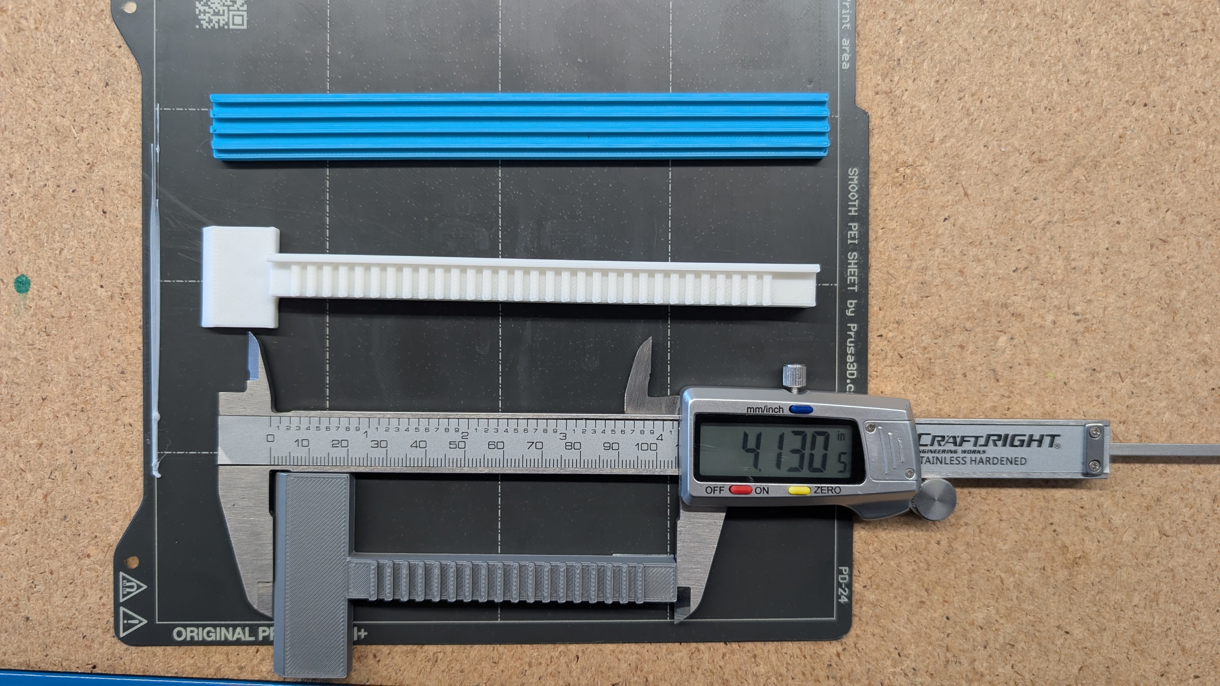 Caliper verification of rack length