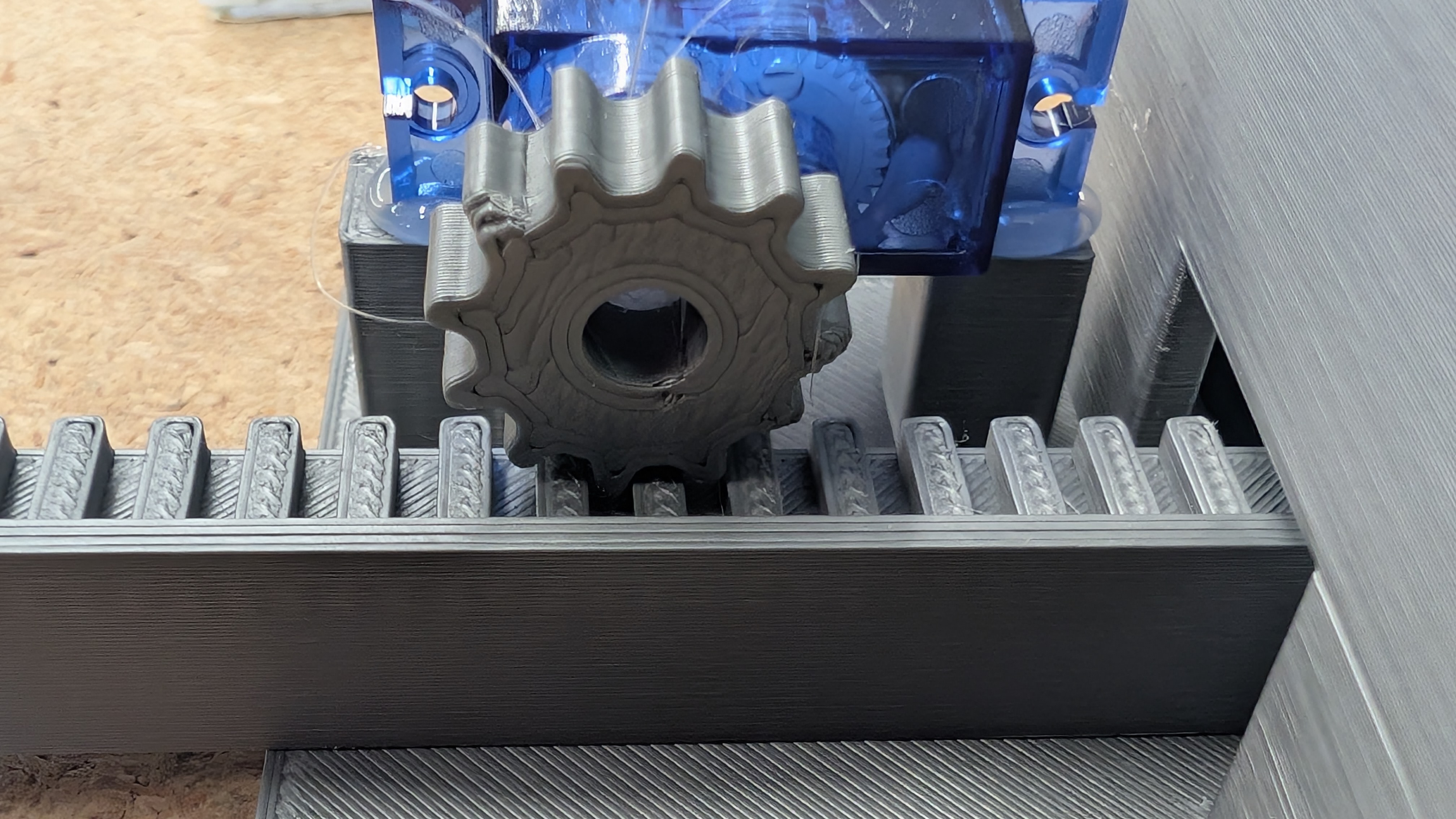Macro view of rack and pinion